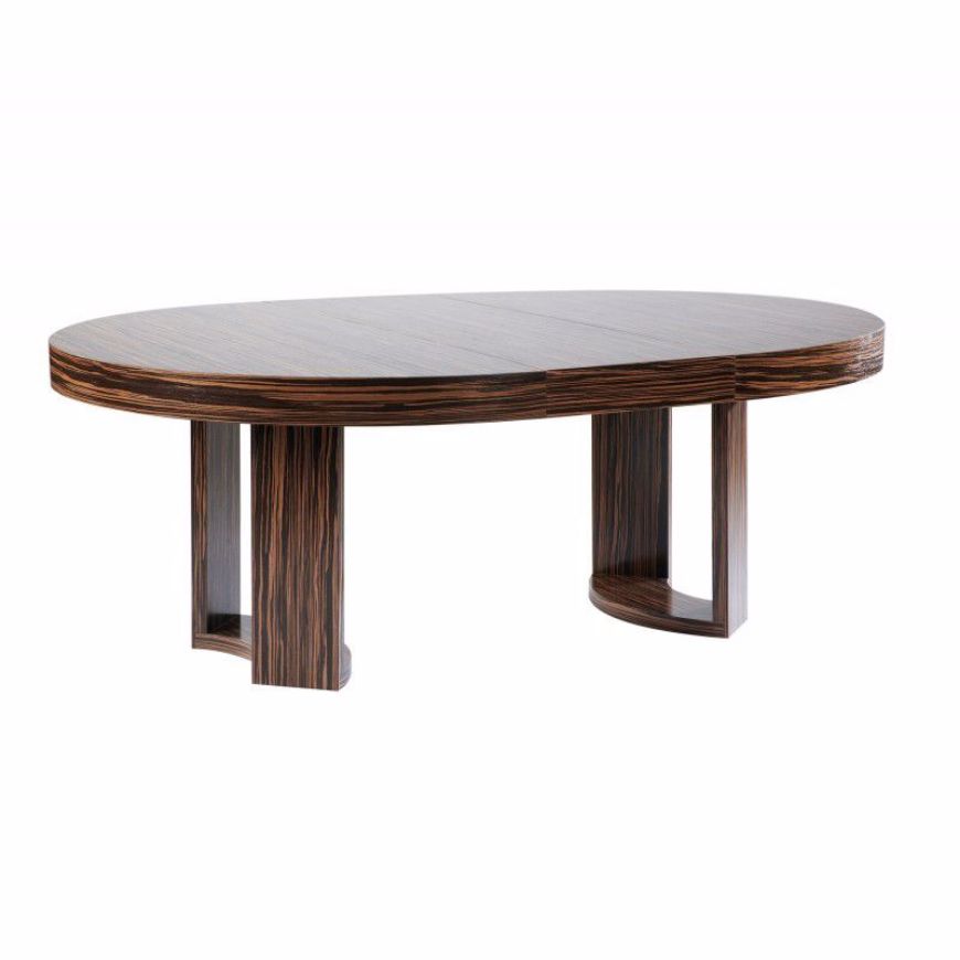Picture of DT-166E RACETRACK DINING TABLE WITH 4Â€ THICK TABLE TOP OR WITH MODIFIED RECESSED TABLE APRON WITH EXTENSION AND ONE 18Â€ LEAF 