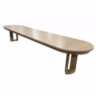Picture of DT-166E RACETRACK DINING TABLE WITH 4Â€ THICK TABLE TOP OR WITH MODIFIED RECESSED TABLE APRON WITH EXTENSION AND ONE 18Â€ LEAF 