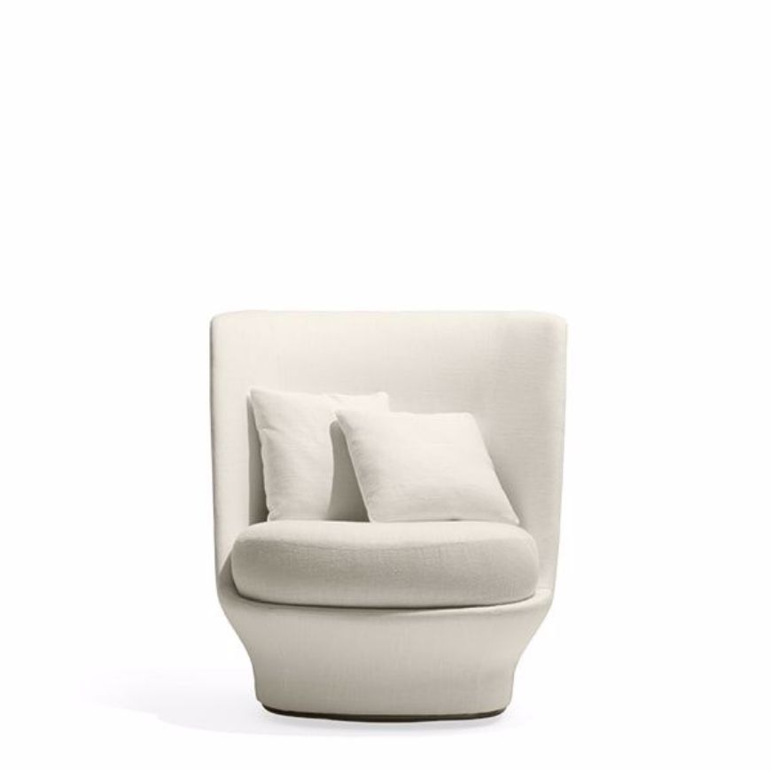 Picture of ALL AROUND LOW SWIVEL ARMCHAIR FABRIC OR LEATHER UPHOLSTERY (EXTERNAL/INTERNAL ALSO IN 2 DIFFERENT FABRICS)
