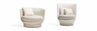 Picture of ALL AROUND LOW SWIVEL ARMCHAIR FABRIC OR LEATHER UPHOLSTERY (EXTERNAL/INTERNAL ALSO IN 2 DIFFERENT FABRICS)