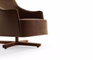 Picture of MOBIUS 2014 SWIVEL WING CHAIR WITH HEAD REST, FABRIC OR LEATHER UPHOLSTERY WITH LEATHER PIPING