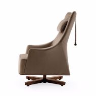 Picture of MOBIUS 2014 SWIVEL WING CHAIR WITH HEAD REST, FABRIC OR LEATHER UPHOLSTERY WITH LEATHER PIPING