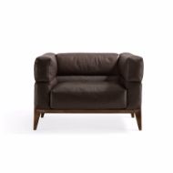Picture of AGO ARMCHAIR BASE IN WALNUT CANALETTO FABRIC OR LEATHER UPHOLSTERY
