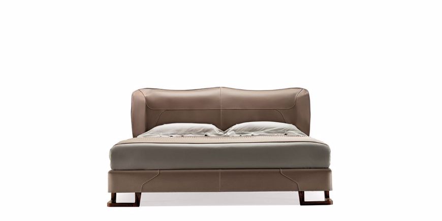 Picture of CORIUM DOUBLE BED WITH SADDLE LEATHER COVERING