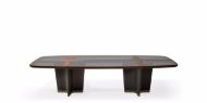 Picture of BIGWIG RECTANGULAR TABLE IN WALNUT CANALETTO, TOP WITH LEATHER INSERTS