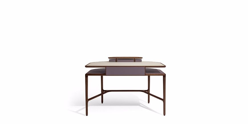 Picture of JULIET WRITING DESK IN WALNUT CANALETTO WITH MIRROR, LEATHER TOP