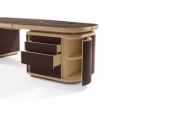 Picture of TYCOON WRITING DESK SADDLE LEATHER CENTRAL INSERT AND CHEST OF DRAWERS, ROSEWOOD INSERTS
