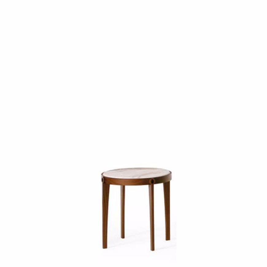 Picture of AGO ROUND COFFEE TABLE BASE IN WALNUT CANALETTO, MARBLE TOP