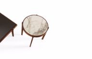 Picture of AGO ROUND COFFEE TABLE BASE IN WALNUT CANALETTO, MARBLE TOP