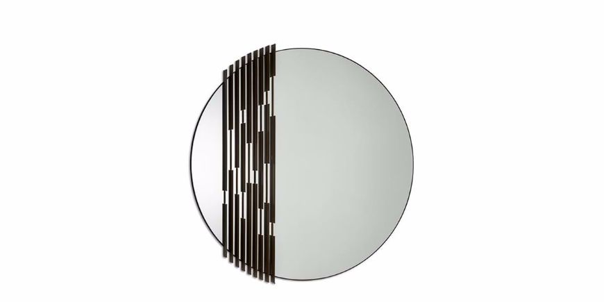 Picture of RIFT MIRROR WITH PLATES PAINTED IN A BRONZE COLOUR