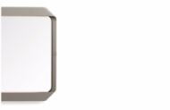 Picture of SHIRLEY EXTRA-CLEAR MIRROR WITH LACQUERED PROFILE IN TITANIUM LIQUID METAL EFFECT, LEATHER FRAME WITH LED