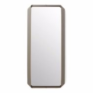 Picture of SHIRLEY EXTRA-CLEAR MIRROR WITH LACQUERED PROFILE IN TITANIUM LIQUID METAL EFFECT, LEATHER FRAME WITH LED