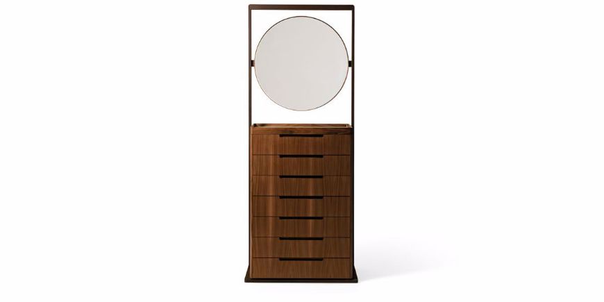 Picture of YANG CHEST OF DRAWERS IN WALNUT CANALETTO WITH MIRROR